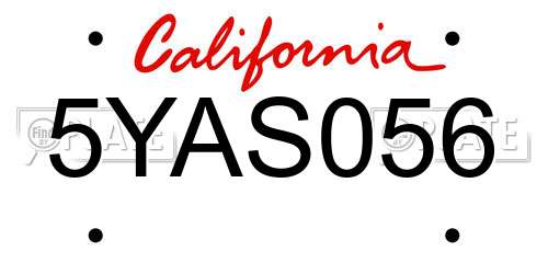 5YAS056 California License Plate