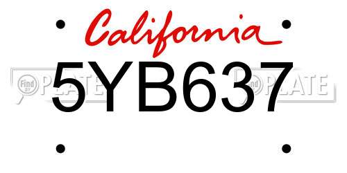 5YB637 California License Plate