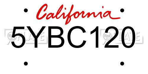 5YBC120 California License Plate
