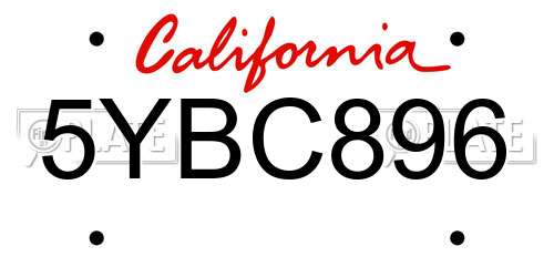 5YBC896 California License Plate