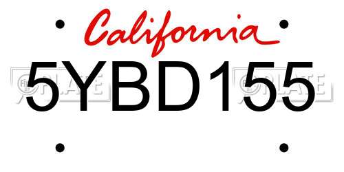 5YBD155 California License Plate
