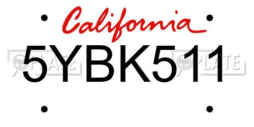 5YBK511 California License Plate