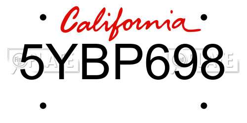 5YBP698 California License Plate