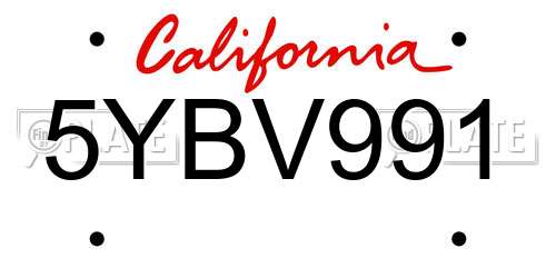 5YBV991 California License Plate