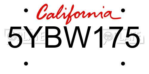 5YBW175 California License Plate