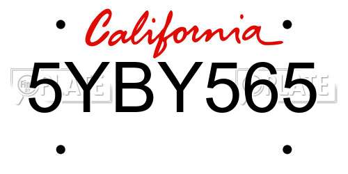 5YBY565 California License Plate