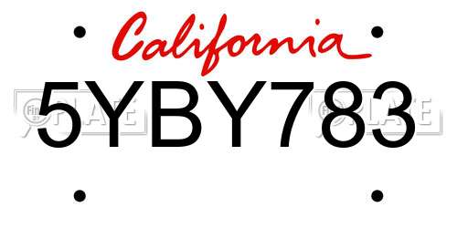 5YBY783 California License Plate
