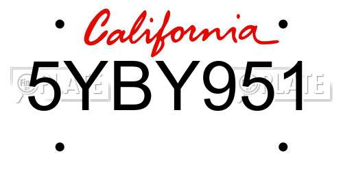 5YBY951 California License Plate