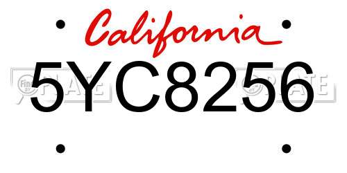 5YC8256 California License Plate