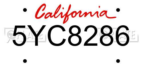 5YC8286 California License Plate