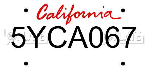 5YCA067 California License Plate