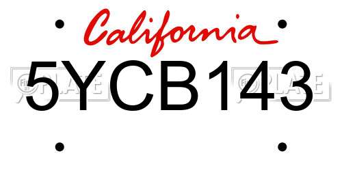 5YCB143 California License Plate