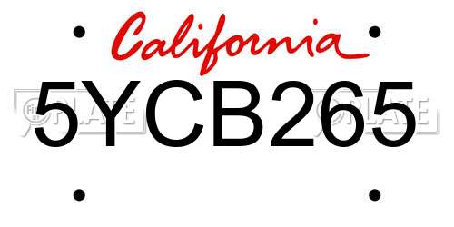 5YCB265 California License Plate