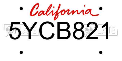 5YCB821 California License Plate