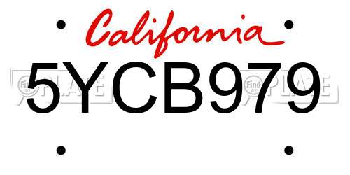 5YCB979 California License Plate