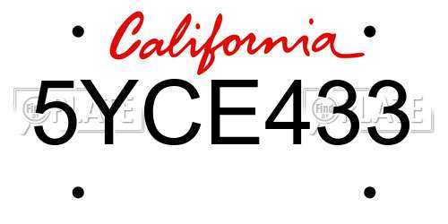 5YCE433 California License Plate
