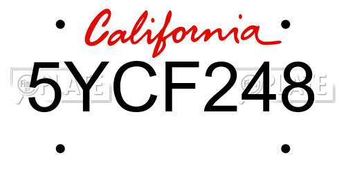 5YCF248 California License Plate