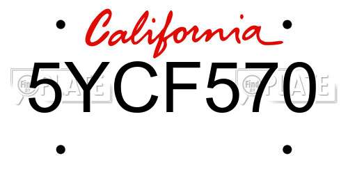 5YCF570 California License Plate