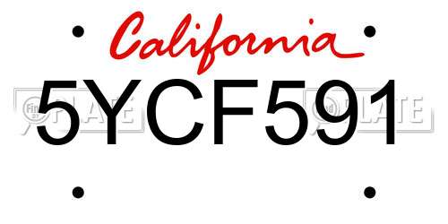 5YCF591 California License Plate