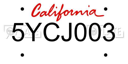 5YCJ003 California License Plate