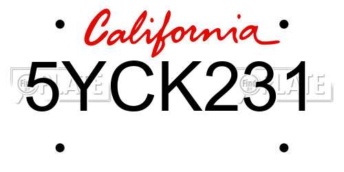 5YCK231 California License Plate