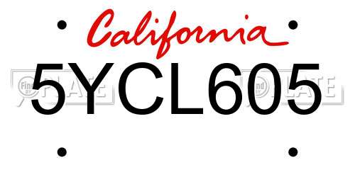 5YCL605 California License Plate