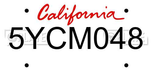 5YCM048 California License Plate