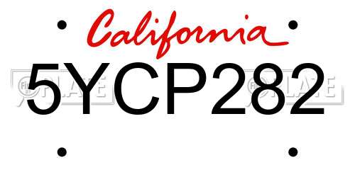 5YCP282 California License Plate