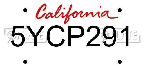 5YCP291 California License Plate