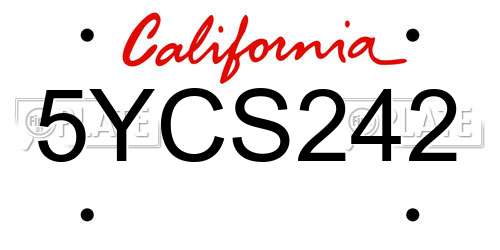 5YCS242 California License Plate