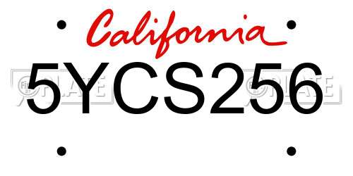 5YCS256 California License Plate