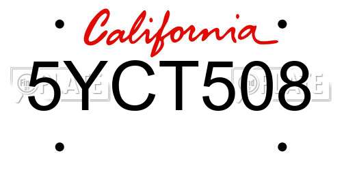 5YCT508 California License Plate