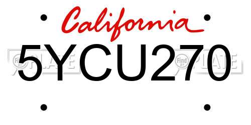 5YCU270 California License Plate