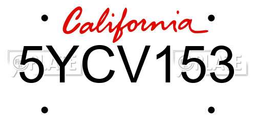 5YCV153 California License Plate