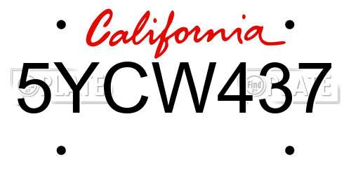 5YCW437 California License Plate