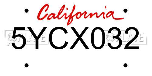 5YCX032 California License Plate