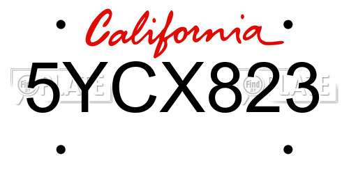 5YCX823 California License Plate
