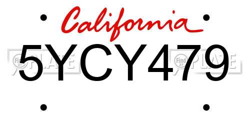 5YCY479 California License Plate