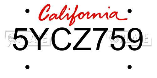 5YCZ759 California License Plate