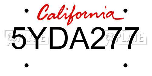 5YDA277 California License Plate