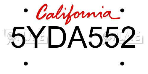 5YDA552 California License Plate