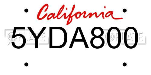 5YDA800 California License Plate