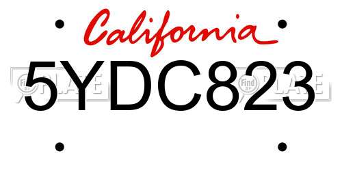 5YDC823 California License Plate