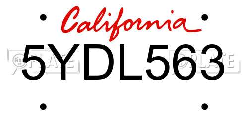 5YDL563 California License Plate