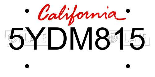 5YDM815 California License Plate