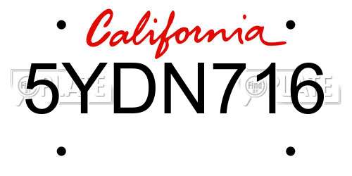 5YDN716 California License Plate