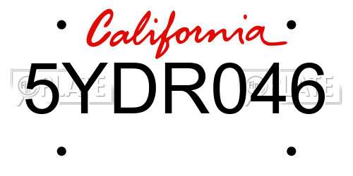 5YDR046 California License Plate