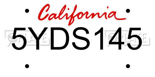 5YDS145 California License Plate