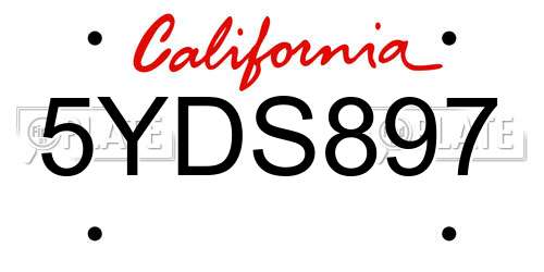5YDS897 California License Plate