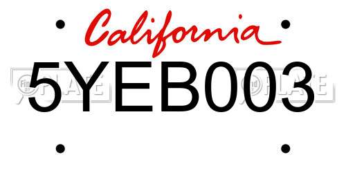 5YEB003 California License Plate